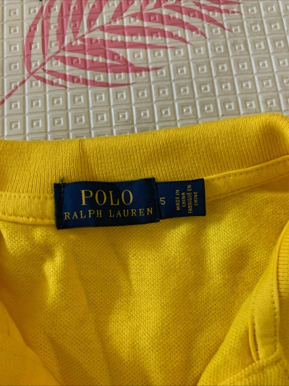 Polo Ralph Lauren Boys Yellow Big Pony Polo Shirt Sleeve 3 Blue Accent Size 5